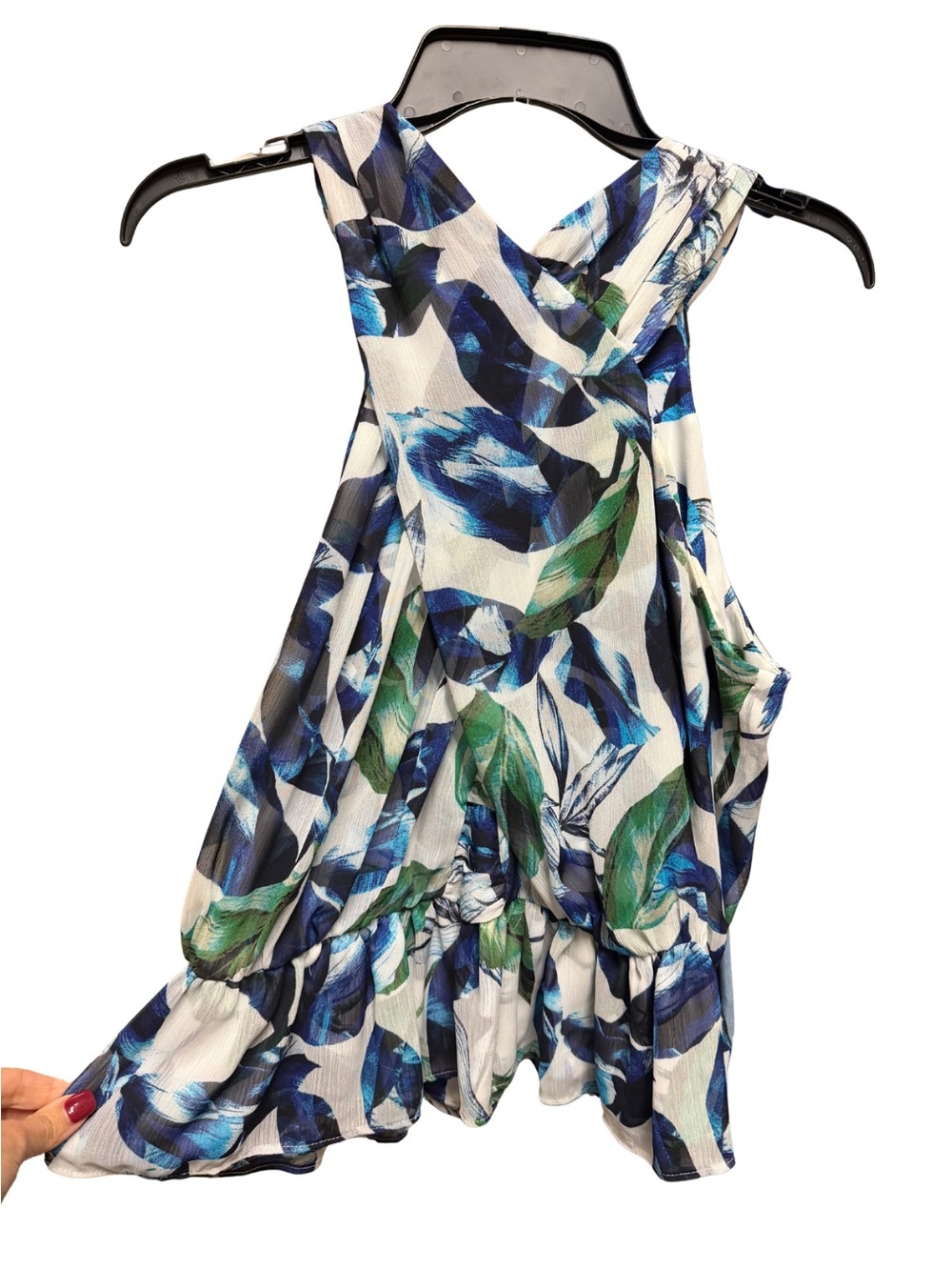 White House Black Market Blue, Green & Cream Floral Top